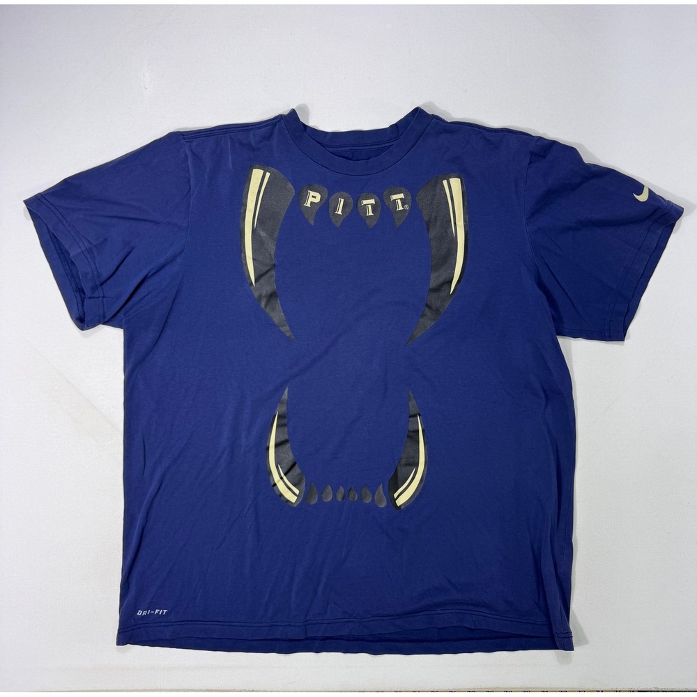 Nike Pitt Panthers Lets Brawl Dri-Fit T-Shirt Mens XXL Blue Teeth Football